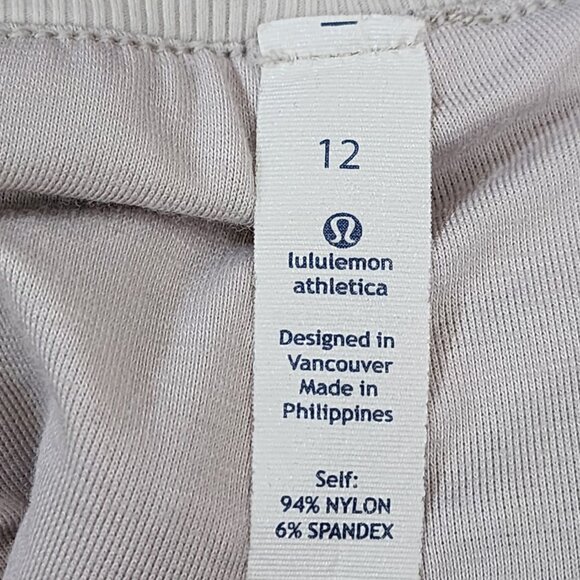 Lululemon Ivory Cream Mid Rise Lined Studio Pants w/ Cinchable Hems - Picture 5 of 6